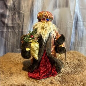 Festive Santa Claus  Tree Topper/Figurine with Red and Gold Details